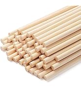 Wooden Dowel Rods Wood Dowels, 50PCS 1/4 x 12