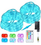Minetom Color Changing Rope Lights Outdoor - Connectable 66ft 200 LED Outdoor String Lights with ...