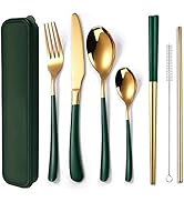 AARAINBOW 7 Pieces Stainless Steel Flatware Set Portable Reusable Cutlery Set Travel Utensils Set...