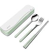 DEVICO Travel Utensils, 18/8 Stainless Steel 4pcs Cutlery Set Portable Camp Reusable Flatware Sil...