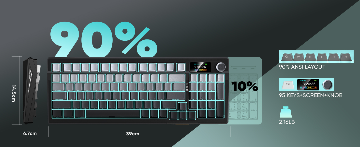90% layout mechanical wireless keyboard