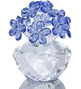 H&D HYALINE & DORA Crystal Flower Figurines Forget-Me-Not Glass Ornament Paperweight (Blue)