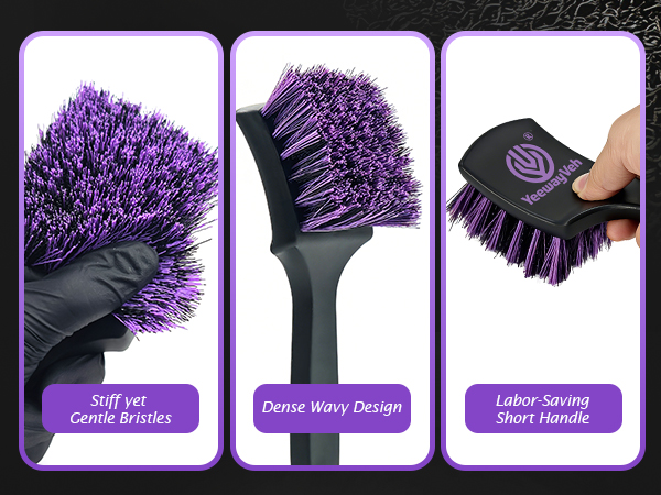 stiff yet gentle tire scrub brush for car