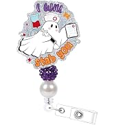 Halloween Boo Badge Reel Retractable - Cosmisun Cute Ghost Badge Holder with Alligator Clip Glitt...