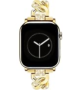 JR.DM Gold Watch Bands for Women Compatible with Apple Watch 38mm 40mm 41mm 42mm(S10/11) Bling Di...