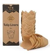 Bake Choice 200pcs Natural Mini Tulip Cupcake Liners for Baking Cups, Unbleached, Greaseproof EU ...