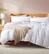 Nestl White Duvet Cover Queen Size - Soft Queen Duvet Cover Set, 3 Piece Double Brushed Queen Siz...
