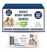 PAPILION Adult Body Cleaning Wipes, Extra Large Washcloths with Aloe Vera & Vitamin E, No-Rinse C...