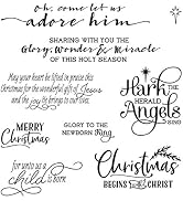 Xmas Christmas Greetings Words Phrases Soft Rubber Gel Stamps for Card Making DIY Scrapbooking De...