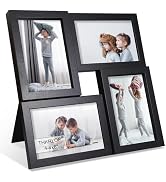 THKRLOF 4x6 Picture Frames Collage 1 Pack, 4 Opening Multi Family Photo Collage Frames with Real ...