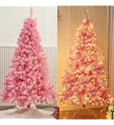 Juegoal 6 FT Artificial Christmas Tree (NOT Pre-Strung) with 300 LED Warm White String Lights, Sp...
