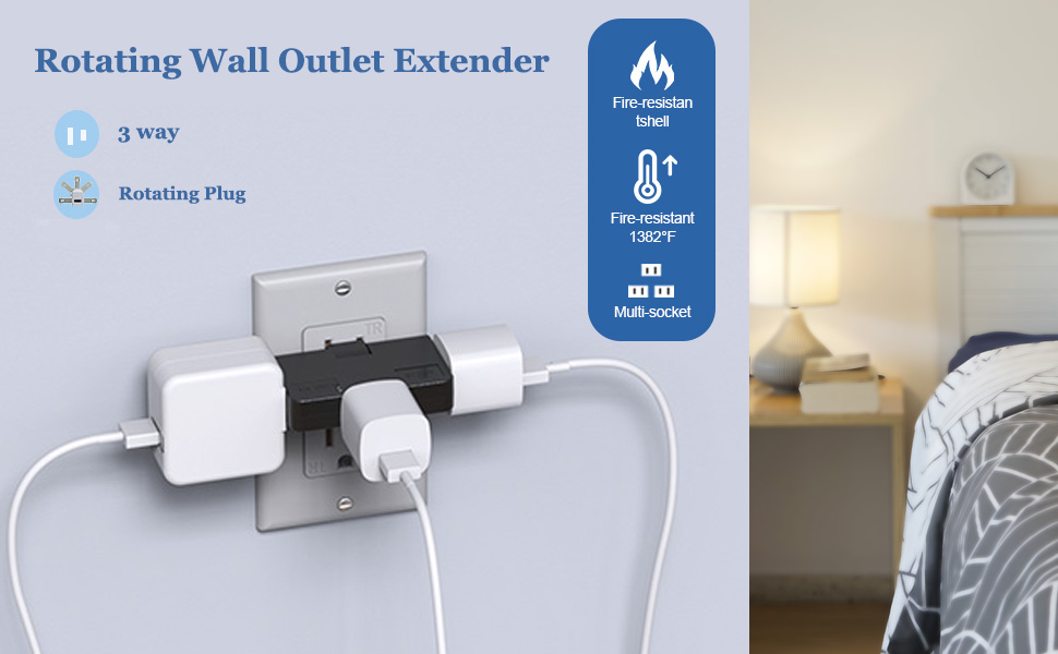black multi outlet plug