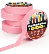 RED WOLF 5 Pack Pink PVC Electrical Tape 3/4 Inch x 66 Ft Industrial Grade UL/CSA Listed 7 Mil Th...