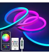 iNextStation 6.56ft Neon LED Strip Lights, Smart IC RGB LED Neon Rope Lights with App and Remote ...