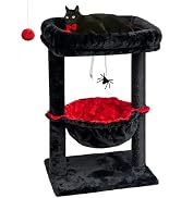 SYANDLVY Gothic Cat Tree with Coffin Bed for Indoor Cats, Activity Cat Tower with Scratching Post...