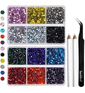 Hotfix Rhinestones Mixed 12 Colors, SS10 Rhinestones for Crafts Clothes, Hotfix Crystals with 1 T...