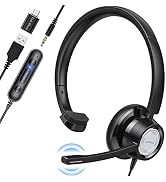 USB Headset with Microphone Link Dream in-line Controls & Ultar Comfort Wired Computer Headset fo...