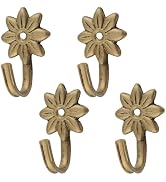 MOROBOR Flower Decorative Wall Hooks, 4 pcs Retro Flower Shaped Curtain Hooks Creative Utility He...
