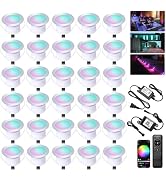 INDARUN Deck Lights Outdoor Waterproof 30 pcs, F1.22 RGB Smart 12V Low Voltage LED Recessed Deck ...