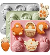 3Pack Easter Silicone Molds, 3D Bunny Carrot Egg Shapes Easter Chocolate Molds for Candy, Soap, J...