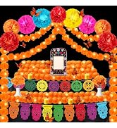 135Pcs Day of the Dead Decorations Dia De Los Muertos Picture Frames Banner | 9 Skull Garland 2 A...