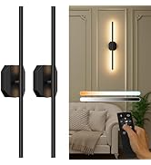 Battery Operated Wall Sconce Set of Two,Wireless Wall Sconces USB Rechargeable Wall Lights with R...