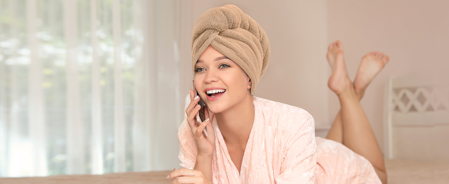 3 Pack Microfiber Hair Towel Wrap for Women, Super Absorbent Turban Towels for Drying Wet Hair