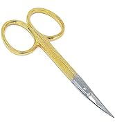 Camila Solingen CS05 Professional Nail Cuticle Scissors, Hypoallergenic Gold Plated Sharp Curved ...
