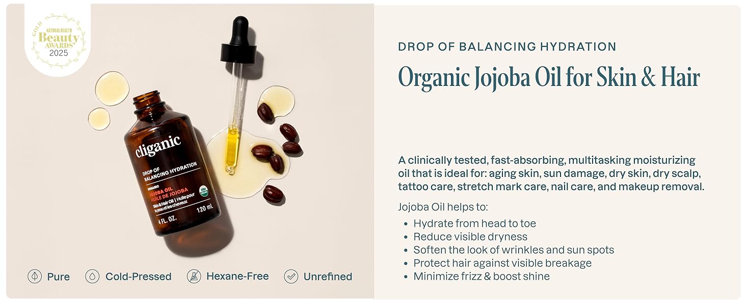 Organic Jojoba Oil for Skin & Hair
