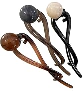 3Pcs Vintage Pearl Hair Clips Set, French Twist Banana Clips with Non-Slip Grip for Ponytails and...