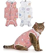 ANWA 2 Pack Cat Recovery Suit - Breathable Cat Surgery Recovery Suit Female, Cat Spay Recovery Su...