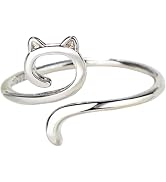 Silver Crochet Ring for Finger Cat Kitty Ears Adjustable Size Crochet Beginner Knitting Crochetin...