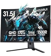 KOORUI 32 inch Curved Gaming Monitor, QHD (2560 x 1440) 2K 170Hz 144Hz Monitor, 1ms 1500R Display...