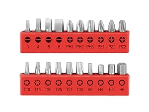 Hi-Spec 27 Piece Red 4.8V Electric Cordless Power Screwdriver & Bit Set