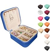 Jemjosh Small Travel Jewelry Box, Portable Mini Jewelry Leather Box Jewelry Ring Organizer Case S...