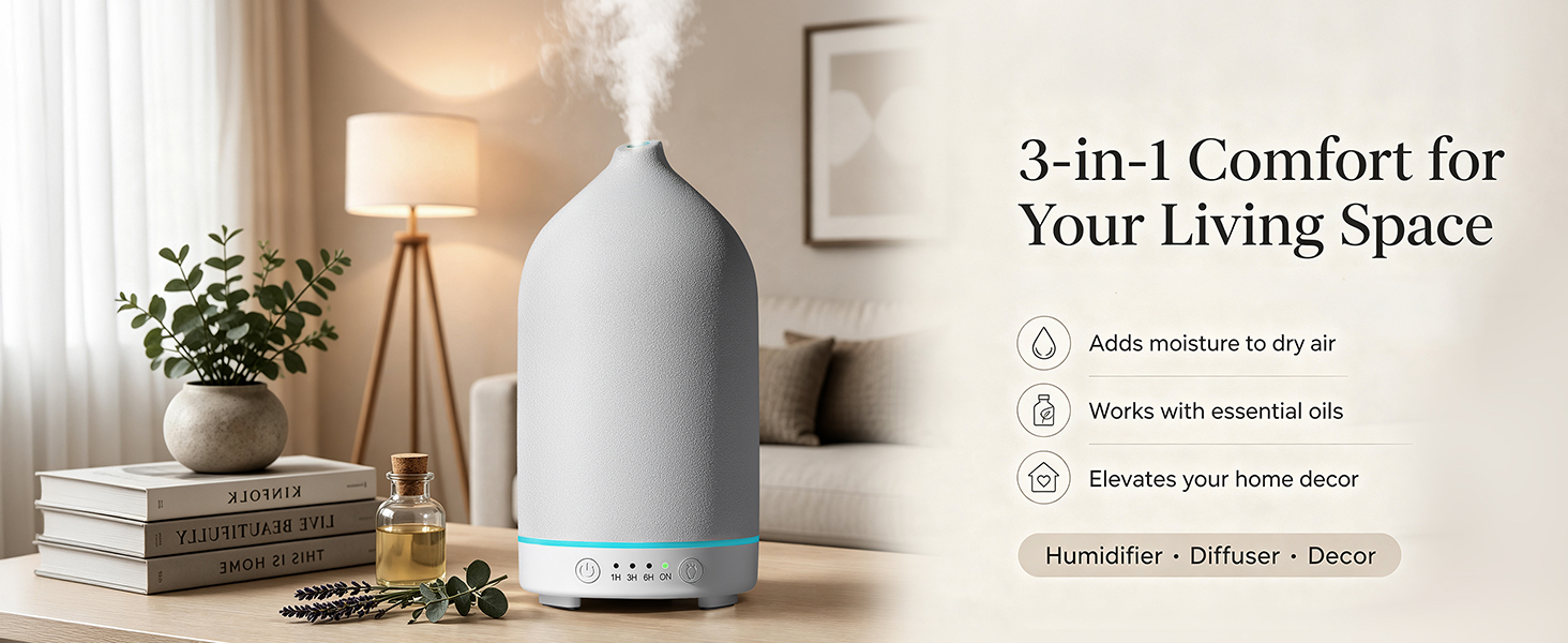 Gooamp 200ML Ceramic Essential Oil Diffuser