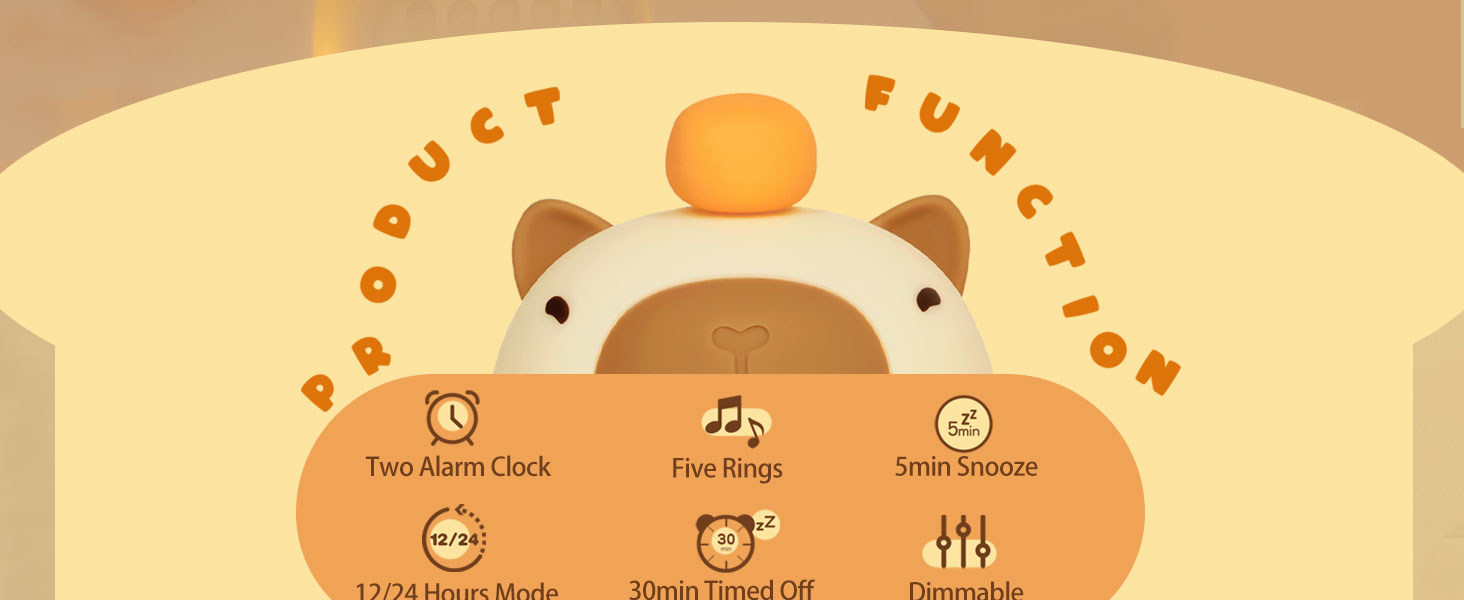 Capybara Alarm Clock with Night Light