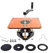 O'SKOOL Router Lift Systems for 3-1/2" Diameter Motors, 9-1/4'' x 11-3/4'' Plate 5-Piece Insert R...