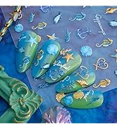 Summer Nail Art Stickers Decals 5D Embossed Self Adhesive Blue Seashell Starfish Nail Stickers Oc...