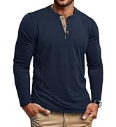 COOFANDY Men's Henley Shirts Long Sleeve Casual Maverick Slub Henley T-Shirts Lightweight Basic Tee