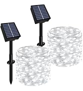 Solar String Lights Outdoor Waterproof 2 Pack Total 66ft 200LED 8 Modes Twinkle Lights Solar Fair...