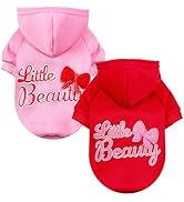 BAEMJK 2 Pack Small Dog Hoodie Bowtie Cute Girl Dog Clothes with Leash Hole Soft Warm Pet Puppy C...