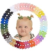 doboi 50PCS 2'' Baby Hair Bows Clips Fully Lined Grosgrain Boutique Solid Ribbon Mini Bows for Gi...