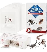 LULUCATCH Spider & Insect Glue Traps,12 Pack Pre-baited Cockroach Glue Boards, Non-Toxic Bulk Cri...