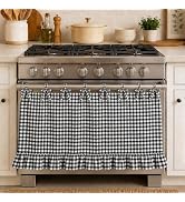 Linkrose Vintage Handmade Oven Skirt Curtain, Heat-Resistant Cotton Blend with Ruffled Lace & Rib...