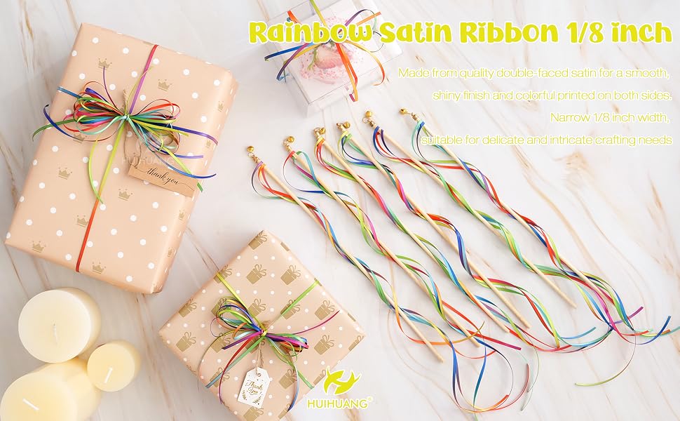 Rainbow satin ribbon