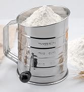 U-Taste Stainless Steel 3 Cup Flour Sifter with 4 Wire Agitators for Quick Sifting, 1 Cushion Rin...