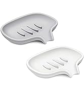 SUBEKYU Silicone Soap Dish for Bathroom,Bar Soap Holder for Shower with Draining Tray, Waterfall ...