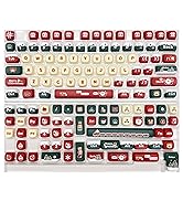 YMKPVR KBDiy Christmas Carnival KOA Profile Keycap Set,133 Keycaps, Red Xmas Santa Snowflake PBT ...