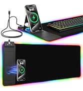 RGB Mouse Pad with Foldable Phone Stand & Wireless Charger, 31.5"x11.8" XL Gaming Mousepad Large ...